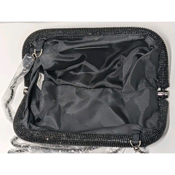 AQUA Irina Black Rhinestone Evening Clutch Crossbody Bag NWT Bloomingdale's New - Picture 13 of 15